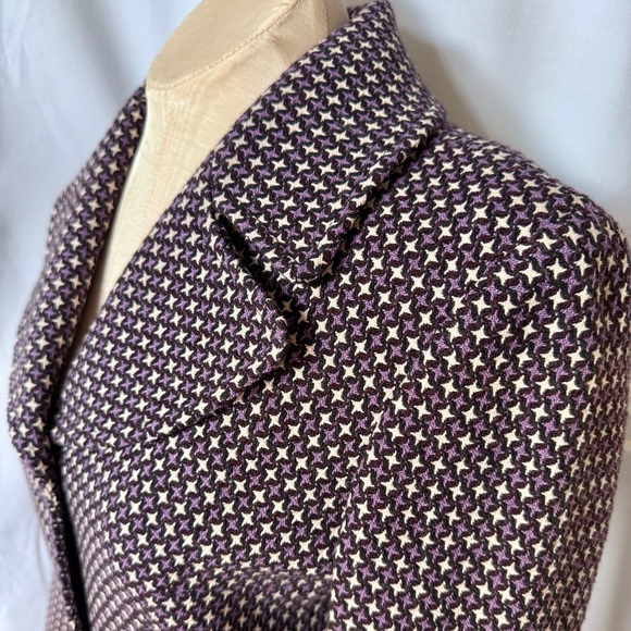 VTG Purple Houndstooth Italian Single Breasted Wide Lapel Blazer - IT 42 S/M - Picture 6 of 15